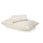 Gingham Cotton Flannelette Sheet Set - Single Bed, Tan