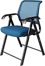 Office Padded Foldable Chairs with Arms,Foldable Chair,Stackable Folding Chairs,Ergonomic Mesh Back for Small Spaces(Color:Blue)