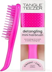 Tangle Teezer Mini The Ultimate Detangler Hairbrush |Gentle on Wet Hair | Two-Tiered Teeth & Comfortable Handle | Ideal for Kids And Travel | Reduces Knots & Breakage | Runway Pink