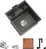 TORVA RV Kitchen Sink 16 x 17 x 9 Inch Undermount Bar Sink 16 Gauge Dark Grey