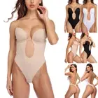 Fajas U Plunge Slimming Push Up Bra Thong Backless Bodysuit Full Body Shaper US
