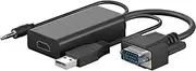 goobay 61259 - VGA to HDMI Adapter/VGA/HDMI Adapter Cable with USB 2.0 and 3.5 mm Audio Jack / 1080p