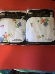 Vintage Montgomery Ward Floral Percale Full Fitted & Flat Sheet Set Brand New