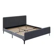 NNEED Bed Frame King Size Beds Platform Velvet Fabric Grey