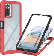 IVY Redmi Note 10 Pro 3in1 Heavy Armor Rugged Case with Built-in Screen Protector for Xiaomi Redmi Note 10 Pro/Note 10 Pro Max Case - Red