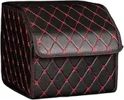 Car Boot Organiser 30cm Car PU Leather Trunk Storage Box Portable Foldable Storage Car Multiuse Storage Car Trunk Bag Auto Storag Box(30cm red)