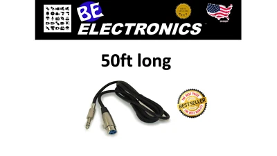 50Ft XLR 3P Female to 1/4 Unbalanced Microphone Cable