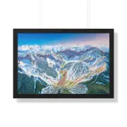 Stevens Pass WA Front Side Trail Map Framed Poster Washington Ski Resort 30x20