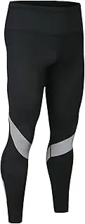 [Generic] High Waisted Men's Compression Pants, Splicing Printed Running Athletic Base Layer Leggings, Quick Drying Breathable Workout Tights
