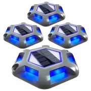 T-SUN 4pack Blue Solar Driveway Lights LED Pathway Fence Deck Light Safety Light