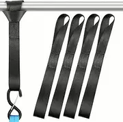 4Pack Black Soft Loop Tie Down Straps - Loops for Securing ATV, UTV, Motorcycles, Scooters, Dirt Bikes, Lawn & Garden Equipment Black Soft Loops