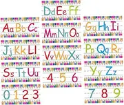 TEHAUX Kindergarten Wall Sticker 1 Set of Abc 0-9 Number Decals Educational Supply Pvc Material Removable Decal