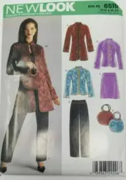 New Look 6519 Misses Jacket skirt pants Size 10-22 Mandarin Collar Tunic Length