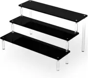 Black Acrylic Shelf Riser - 3 Tier Perfume Organizer Cologne Display Stand - Lar