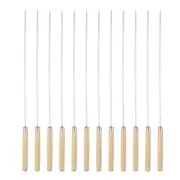 12pcs Kebob Skewers 33cmx3.2mmx0.8mm Flat Sticks with Wood Grip Handle