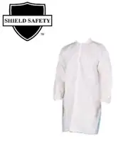 50 Pieces Polypropylene 30G Lab Coats, White, Elastic Wrists, 4 Snaps - X-Large