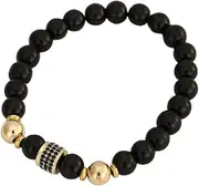 [IBOWZ] Crystal Bracelet Bead Bracelets Crystal Bracelet, 7 Chakra Natural Obsidian Elastic Bangle Golden Beads Jewelry Pray Yoga Energy Balance Reiki Unlimited Charm Jewellery Men