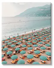 Beach Umbrellas Coastal Vacation Canvas Wall Art by Krista Broadway