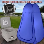 10L Outdoor Portable Toilet 40L Shower Bag Camping Tent Pop Up Change Room Bl