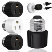 E26/E27 Light Bulb Socket 2/3 Prong Outlet Light Socket to Plug Adapter Convert