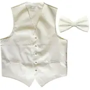 New Men's Formal Vest Tuxedo Waistcoat & bowtie wedding prom party event Cream