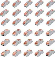 BEANPRECOY 30Pcs Compact Wire Conductor Connector Terminal Block Aigreat Lever Nut Assortment Conductor Wire Connectors Circuit Inline Splices Electrical Butt Terminal Connectors for 28-12 AWG PCT-2-3