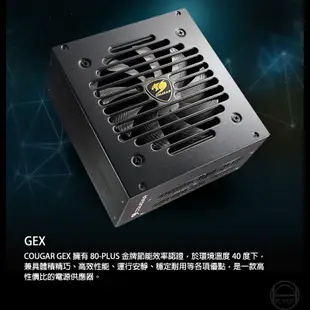 Cougar 美洲獅 GEX 850 金牌 電源供應器/金牌/DC-DC/全模組/動態液壓軸承風扇/穩定輸出電壓/5年保