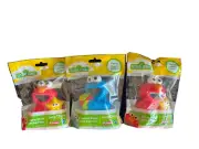 2 ELMO & 1 COOKIE MONSTER Sesame Street Bath Squirters, 3pcs