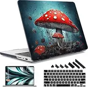 May Chen Case for M4 MacBook Pro 14 inch Case A3112 A3401 Max A3185, M3 A2918 A2992, M2 A2779 M1 A2442, 2024 2023 2022 2021 Release, Plastic Hard Shell Case with Keyboard Coer, Mushrooms