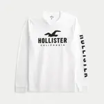 HOLLISTER 海鷗 HCO 熱銷刺繡大海鷗文字圖案長袖T恤-白色