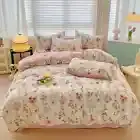 Washed Cotton Bedding Comforter Set Pillowcase Bed Sheet Single Full Size Linen