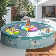 Portable Hard Plastic Doggie Swimming Pool Anti-Slip Collapsible Pets Bath Tub Foldable Dog Kiddie Pool for Kids Indoor Outdoor Backyard Use(1.6m/5ft)