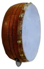 KHANJEERA PROFESSIONAL HAND DRUM PERCUSSION DHAPLI GOAT SKIN COVER WOODEN 1