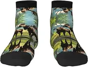 [pvinnk] Deer Bear Moose Print Functionality Socksing Adult Socks For Workout Winter Warmth And Everyday Wear