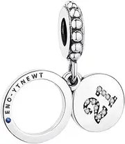 [Eternalll Jewellery] Number Dangle Charms 21 30 40 50 60th 925 Sterling Silver Birthday Charms for Pandora Women Bracelets