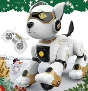 Robot Dog Toy for Kids, Programmable Remote Control Robot Puppy with Voice & Touch Sensors, Dancing & Singing, Animal Sound Imitation, Smart Stunt Robot Pet, Interactive Robotic Dog for Kids (Golden)