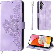 [AsWant] Wallet Case for Samsung Galaxy A14 5G - Premium Leather Flip Protective Case Magnetic Cover Galaxy A14 with Stand Function (Purple)