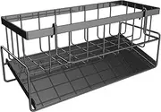 ONMELON Drain Rack for Kitchen Sink - Extra Large Adjustable Drainer with Clean Tool Holder, Space Saving Countertop Organizer for Sponges, Dish Soap (Perfect for Small Apartments & Family Kitchens)