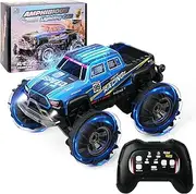 Remote Control Car, Off-Road Car Toys Amphibious RC Car 360° Rotating RC Stunt Car Monster Truck 4WD Electric Vehicle with Two Rechargeable Batteries for Kids and Adults