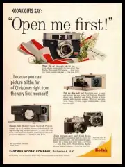 1960 Kodak Motormatic Retina Automatic III Camera & Projector Christmas Print Ad