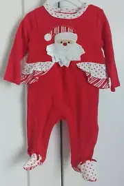 Baby Essentials Girls Red/White Santa Christmas/Holiday Footie/Sleeper NWT