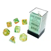 Chessex CHX 27555 Nebula Polyhedral Spring/White Luminary 7-Die Set