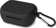 Geekria Silicone Case Cover Compatible with Skullcandy Grind Fuel True Wireless Earbuds, Protective Earphones Skin Cover with Keychain Hook, Charging Port Accessible (Black)