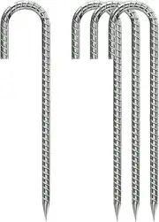 Rebar-Stakes-12-Inch, Ground Stakes Heavy Duty J-Hook Galvanized Anti-Rust Heavy