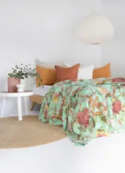 Kantha Quilt Indian Quilt Block Print Quilt Bedspread Bohemian Boho Cotton Throw Quilt Handmade Blanket Doona King Size 035