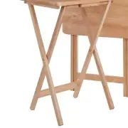 Elegant Natural Wood Snack Table Set - 2 Folding Tray Tables for Versatile Use