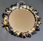 "Smoky Quartz Agate Stone Wall Hanging Mirror - Elegant Bedroom & Home Decor"