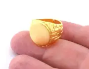 Signet Ring Textured Adjustable Ring Blank-Gold Plated Brass 7US size 2655