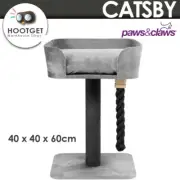 Paws & Claws Catsby 60cm Fitzory Cat Kitten Pet Scratching Post w/Plush Bed Grey