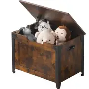 Large Wooden Storage Chest Trunk With Metal Frame Entryway Shoes Bench Organizer